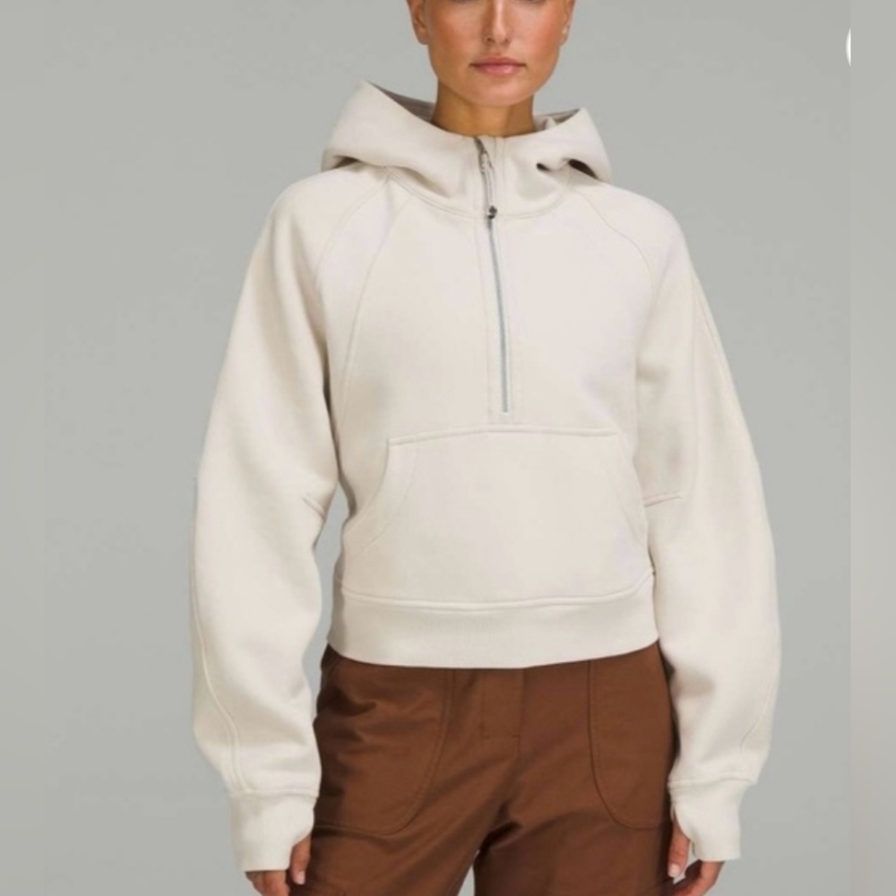 Scuba Oversized Half-Zip Hoodie XS/S, Natural Ivory